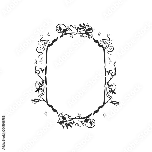 Hand drawn vector abstract outline,graphic,line vintage celebration ornament art nouveau frame in drawing elegant style.Elegant decoration vintage outline design isolated. Floral ornament border