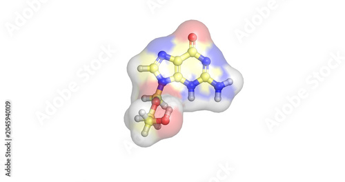 Tablou pe pânză Acyclovir, antiviral agent drug molecule for herpes simplex virus treatment, 3D