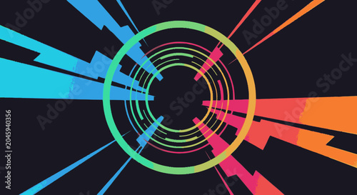 Abstract vector illustration of a dynamic futuristic tunnel with vibra