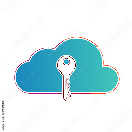 Cloud security icon with key