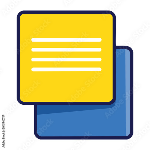 Yellow and blue document icon with lines