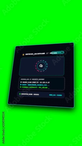Neon Green Screen with Futuristic Interface Display