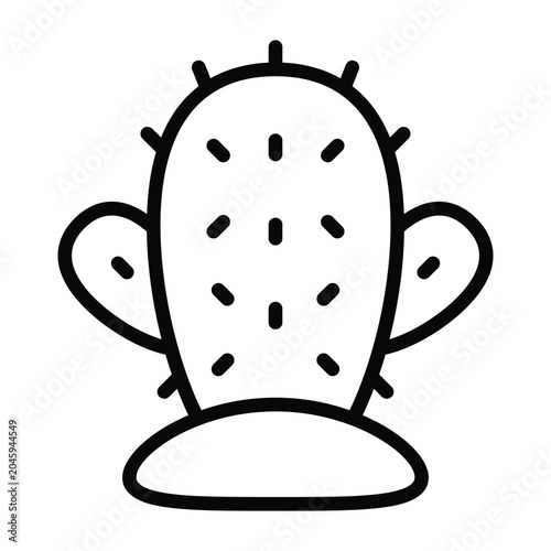 Cactus black outline style symbol featuring a desert plant with spines. Suitable for nature, botanical, ecology, gardening, and landscape themed designs.