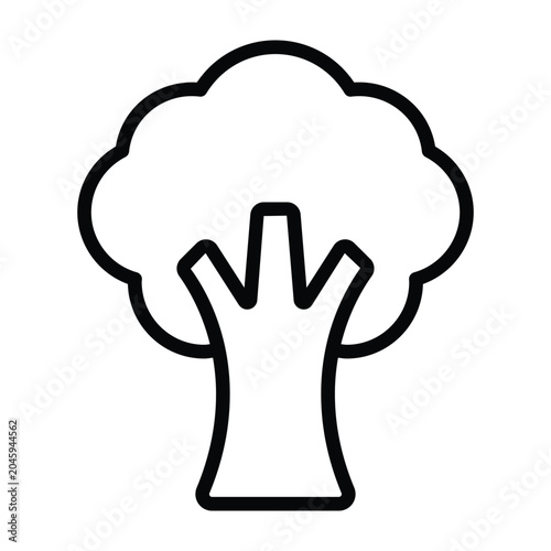 Tree black outline style symbol featuring a rounded canopy and trunk. Suitable for nature, ecology, environment, forestry, and landscape themed designs.