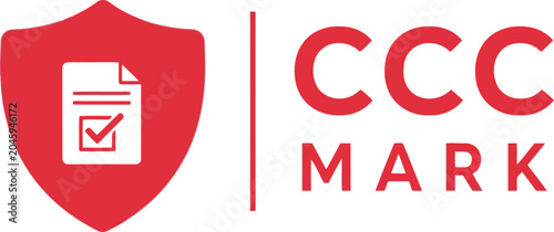 Tableau sur toile CCC Mark Certification Icon with Shield and Check Document