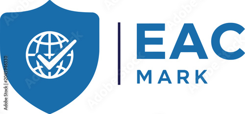 Photography EAC Mark Certification Logo with Shield and Check Mark on White Background