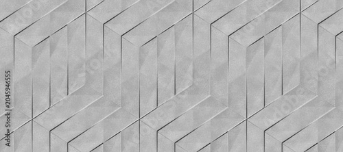 グレーの立体幾何学パターン背景素材、質感のある3Dフレーム模様の抽象テクスチャ