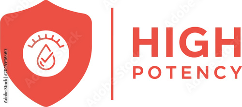 Obraz na płótnie High Potency Badge with Shield and Gauge Icon on White Background