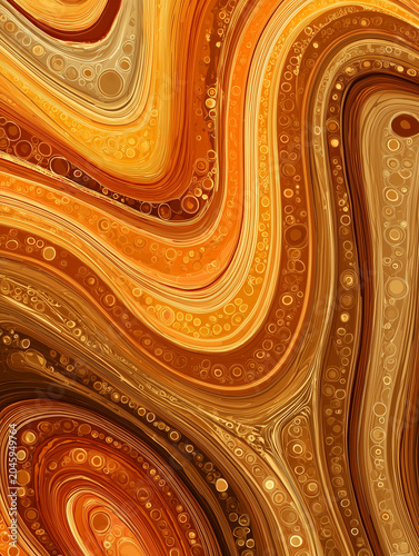 Orange Brown Swirling Lines Abstract Pattern