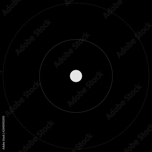 Fotografie Minimalist black background featuring concentric circles with a small white dot in the center focal point