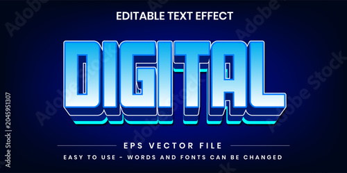 Digital 3D editable text effect vector on dark blue gradient background