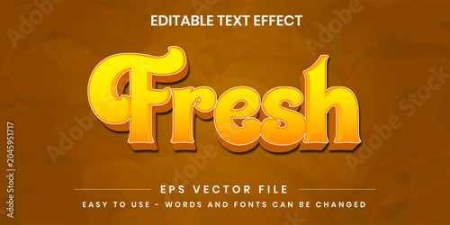 Fresh cursive 3D editable text effect vector on orange background