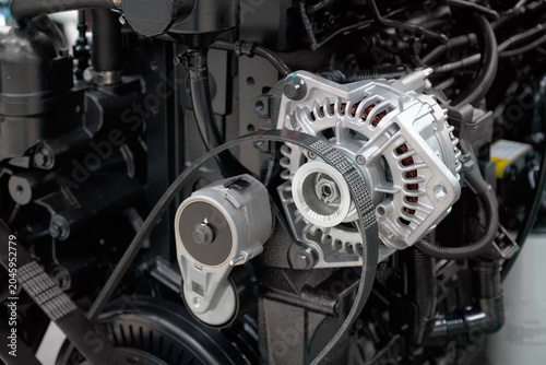 Photos Close-up of a disassembled diesel internal combustion engine