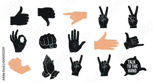 Fotografie hand gestures, signs, talk to the hand
