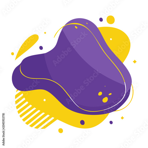 Abstract purple and yellow fluid shapes with white background