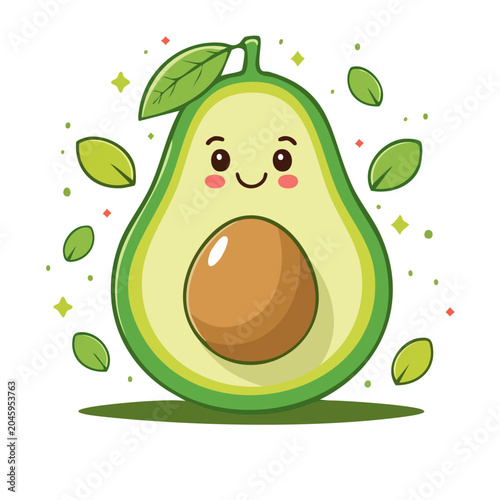 Cute Kawaii Avocado Illustration