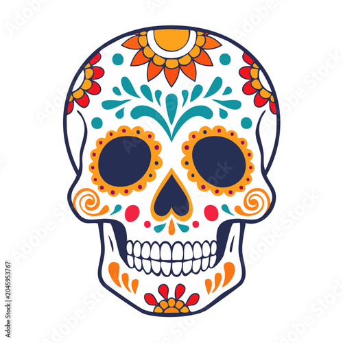 Colorful Sugar Skull Illustration