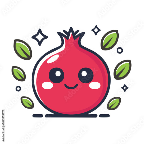 Cute Kawaii Pomegranate Illustration