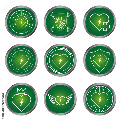 фотографія Green energy buttons feature shiny ecological badges vector graphics