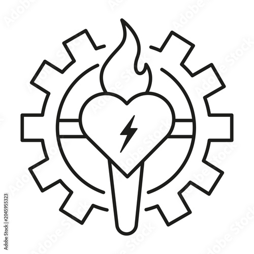 Quadro su tela Industrial gear torch icon features burning flame vector shape