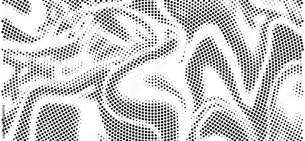 Fototapeta premium Halftone circle background. Radial comic target texture. Black and white dotted circular gradient. Fading dot epicenter wallpaper concept. Vector grunge rough round pop art rasterized backdrop