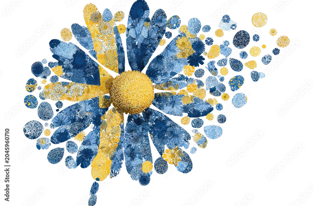 Fototapeta premium PNG Sweden flag flower illustration pattern.