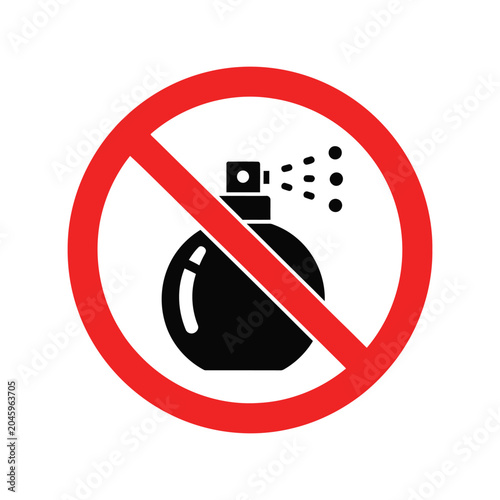 No Perfume Spray Prohibited Sign Vector Icon Isolated on White Background