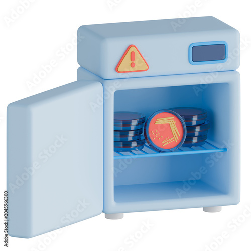 Laboratory Incubator with Petri Dishes for Bacterial Culture and Incubation. 3d illustration.