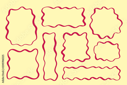 Hand Drawn Wavy Decorative Frames Collection. Organic Doodle Borders and Label Templates for Invitations, Packaging and Branding