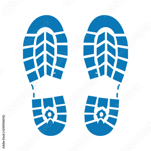 Tennis shoe imprint rough industrial look, in walking activity.