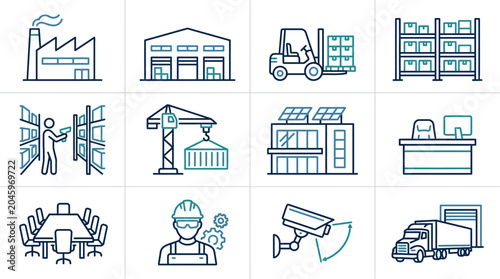 Industrial icons and symbols collection.