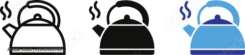 Boiling Kettle Icon Steaming Teapot Symbol Hot Water Kitchen Utensil Beverage Preparation Vector