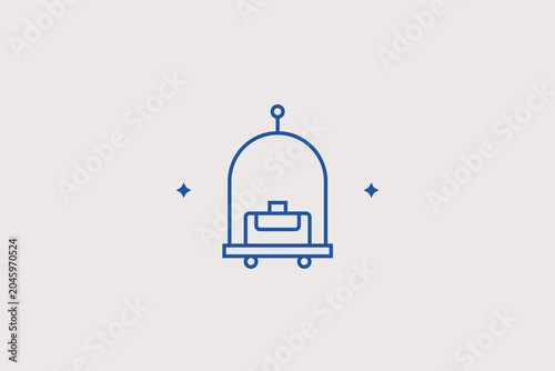 Картината върху платно Luggage cart with suitcase line icon for hotel concierge for baggage bellboy delivery services