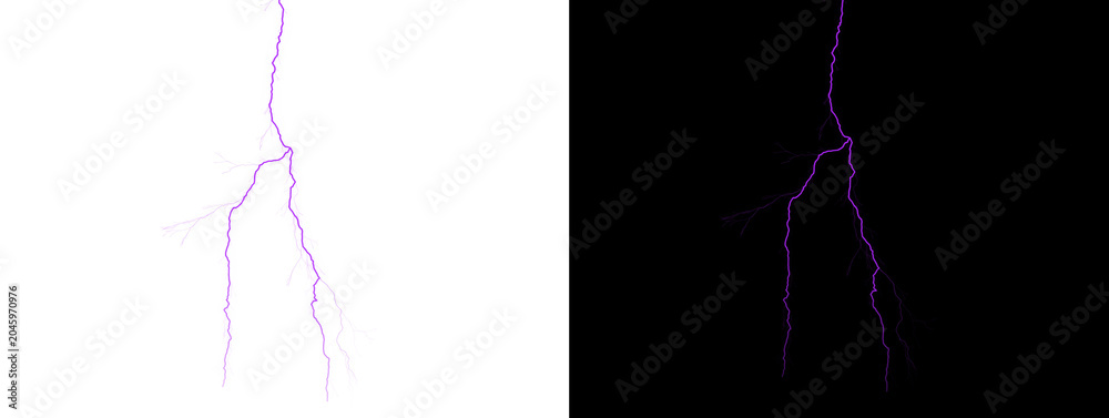 Fototapeta premium Forked Purple Neon Lightning with Multiple Energy Branches