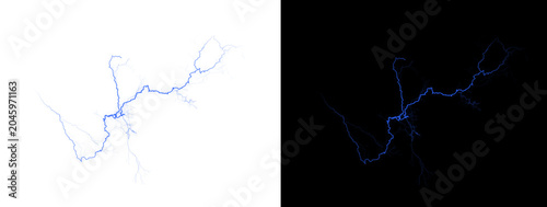 Obraz na płótnie Wavy Blue Neon Lightning Energy Flow with Dramatic Glow