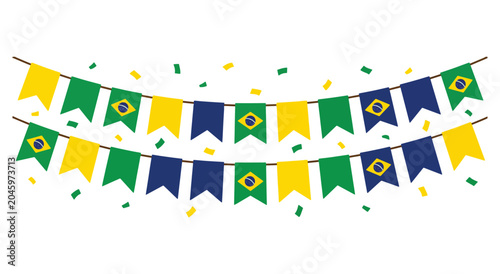 Canvastavla Brazil Flag Bunting Banner Set with Festive Pennants and Football Celebration De