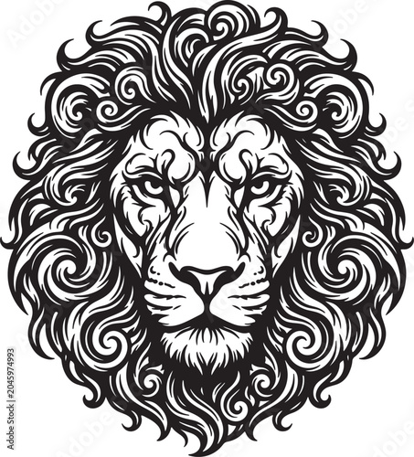 Flowing Smoke Ring Lion Head Vector Illustration