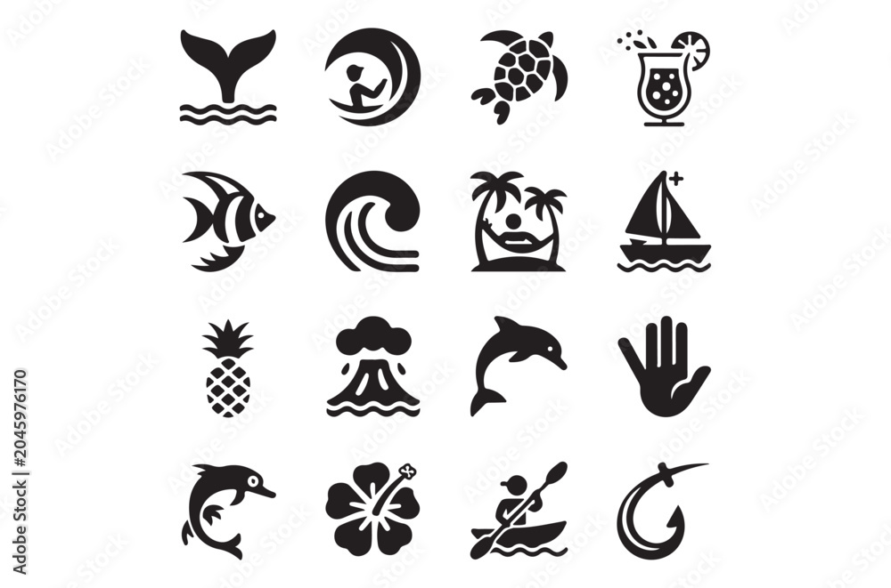 Fototapeta premium set of beach icons on white background