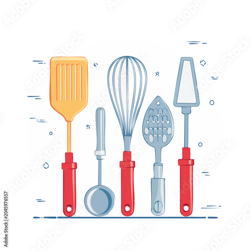 Collection of kitchen utensils in flat design style