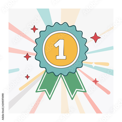 First place medal with starburst background