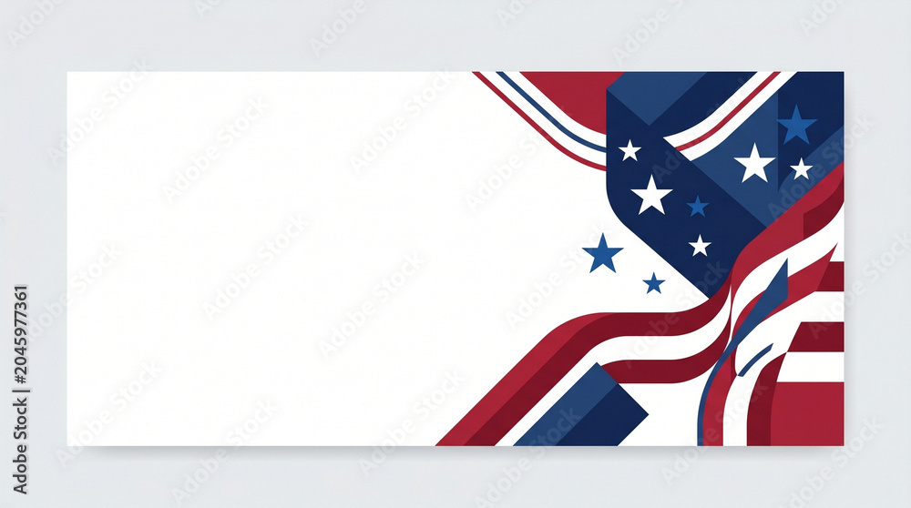 Naklejka premium Patriotic abstract geometric background with stars and left side copy space