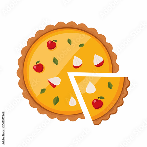 Illustration of a Fruit Tart with a Slice Removed