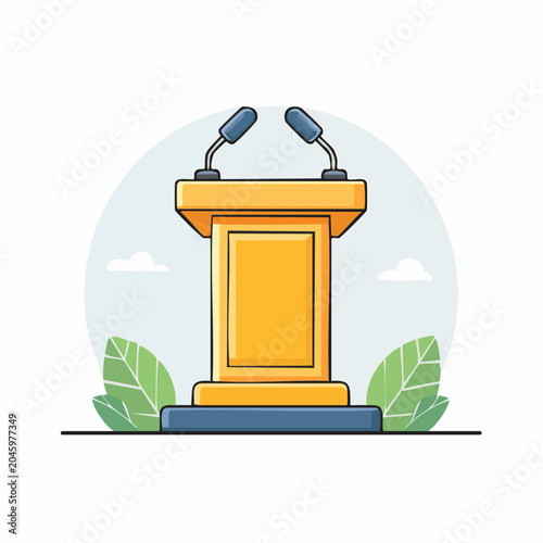 Illustration of a Podium with Microphones