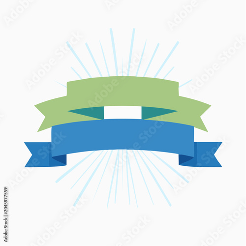 Two Layered Ribbon Banner with Sunburst Effect
