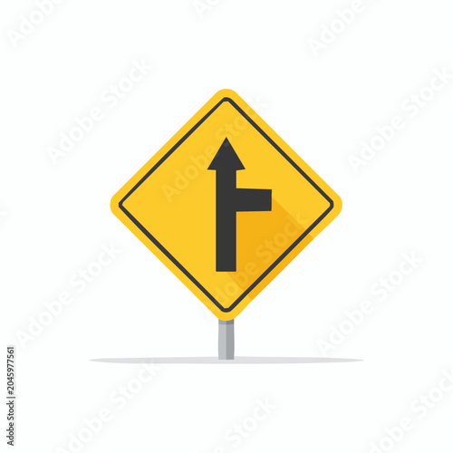 Traffic Sign: Intersection Ahead with Right Turn Lane
