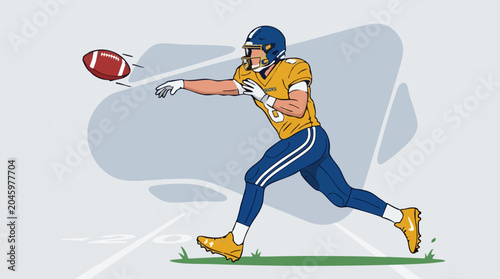 Foto American football player throwing the ball in action on the field