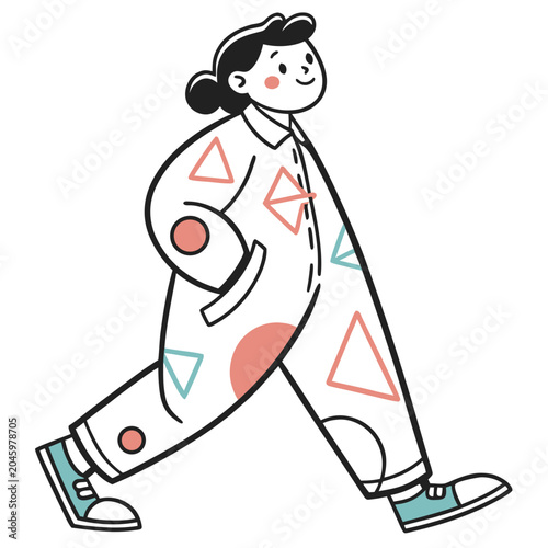 Friendly Flat Cartoon Vector Illustration with Geometric Shapes – Modern Editorial Style Character for Web & App Design