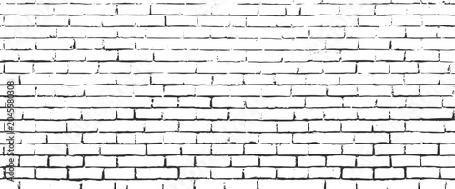 Black and white outline brick wall texture