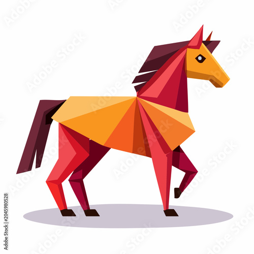 Low poly origami style horse illustration