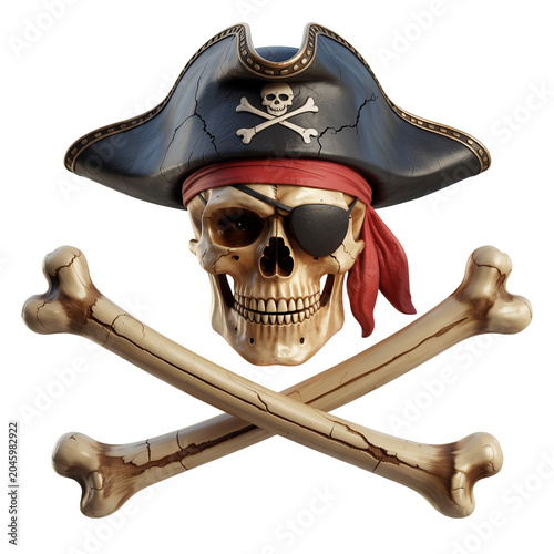 Pirate skull and crossed swords illustration isolated on transparent background